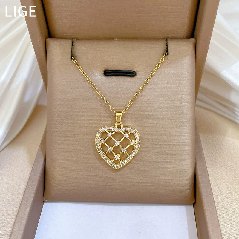 Stainless Steel Geometric Zircon Light Luxury Unisex Necklace