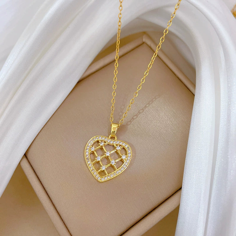 Stainless Steel Geometric Zircon Light Luxury Unisex Necklace - Image 3