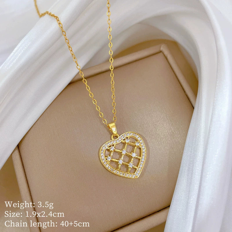 Stainless Steel Geometric Zircon Light Luxury Unisex Necklace - Image 6