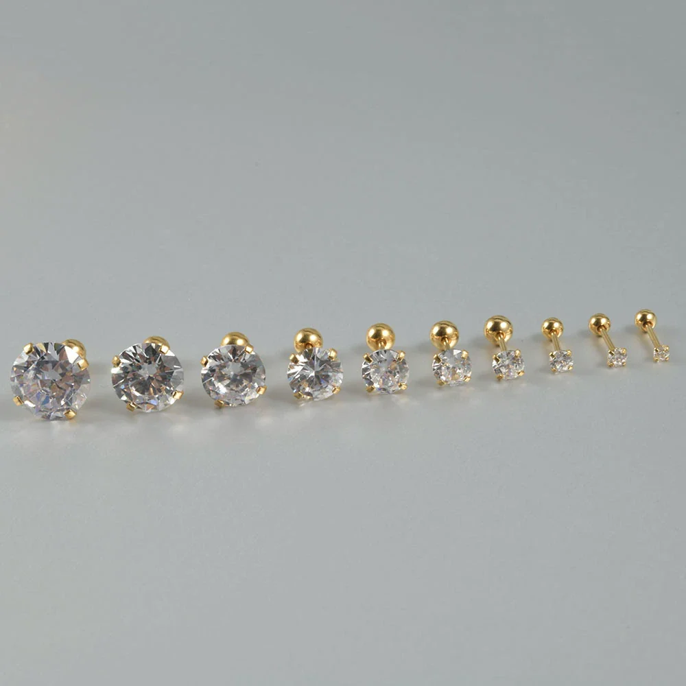 Stainless Steel Geometric Zircon Stud Earrings With Polishing Treatment - Image 7