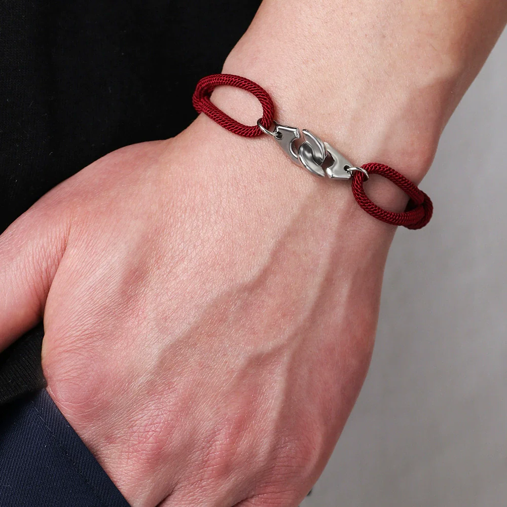 Stainless Steel Geometry Style Electroplated Ship Anchor And Rudder Adjustable Bracelet For Unisex - Image 3