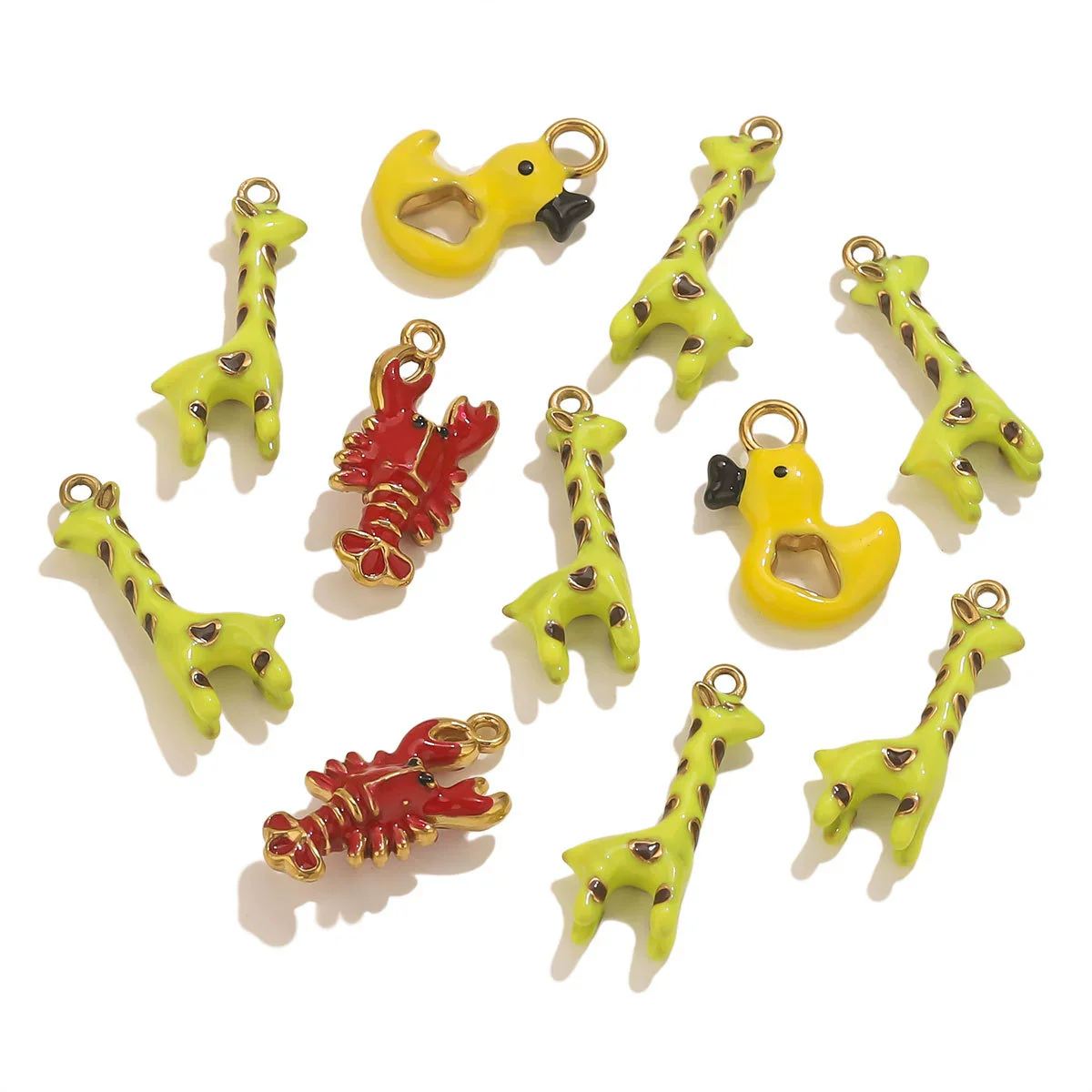 Stainless Steel Giraffe Duck Crayfish Pendant Jewelry Accessories With Electroplating - Image 3