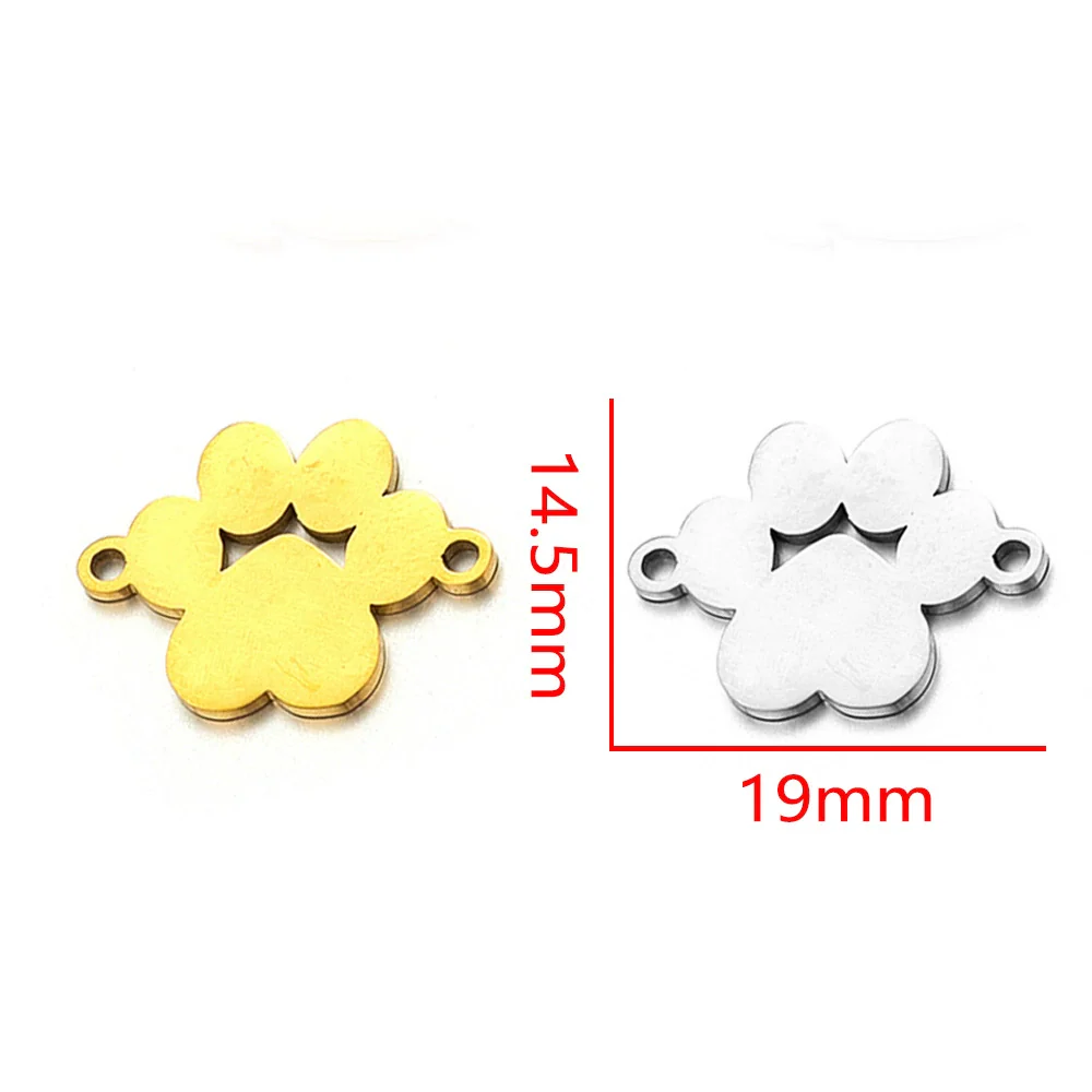 Stainless Steel Gold Plated Bear Paw Feather Dinosaur Double Hole Pendant Connector Jewelry Accessories Electroplated Cartoon Style - Image 11