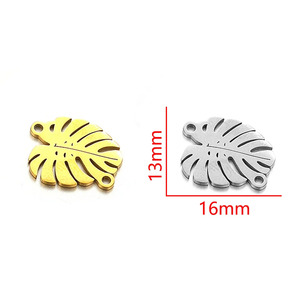 Stainless Steel Gold Plated Bear Paw Feather Dinosaur Double Hole Pendant Connector Jewelry Accessories Electroplated Cartoon Style - Image 6