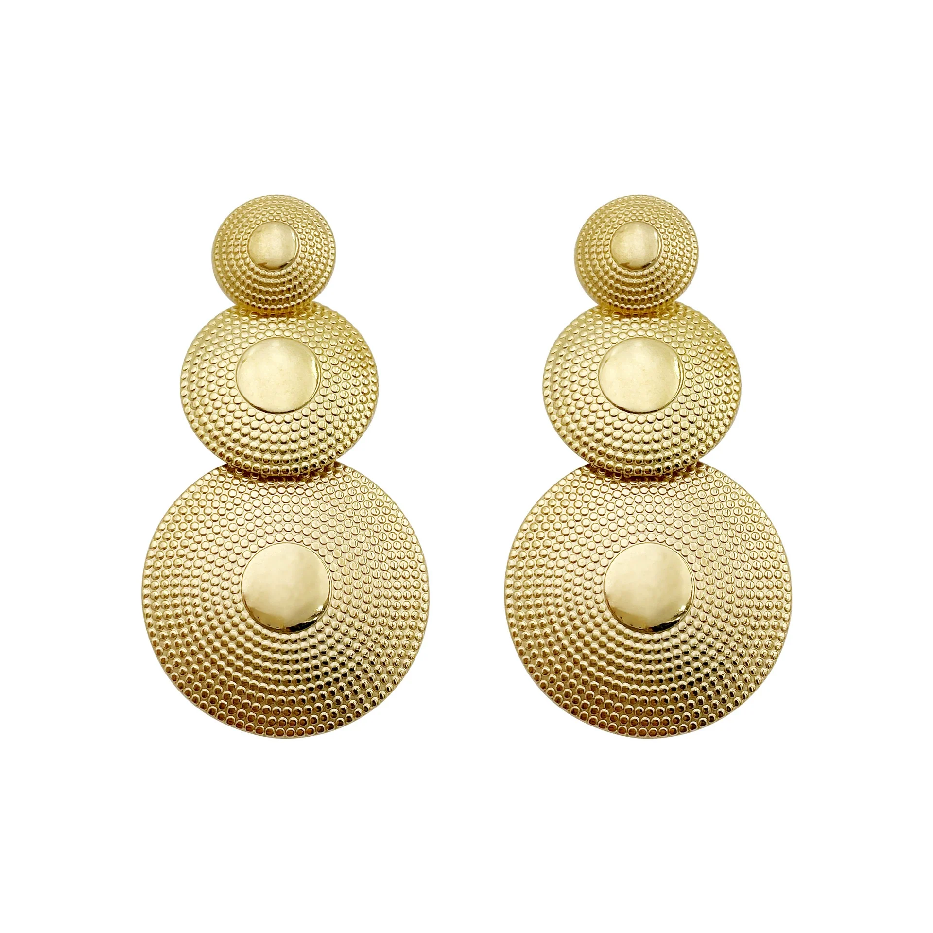 Stainless Steel Gold Plated Geometric Round Fashion Earrings For Women - Image 5
