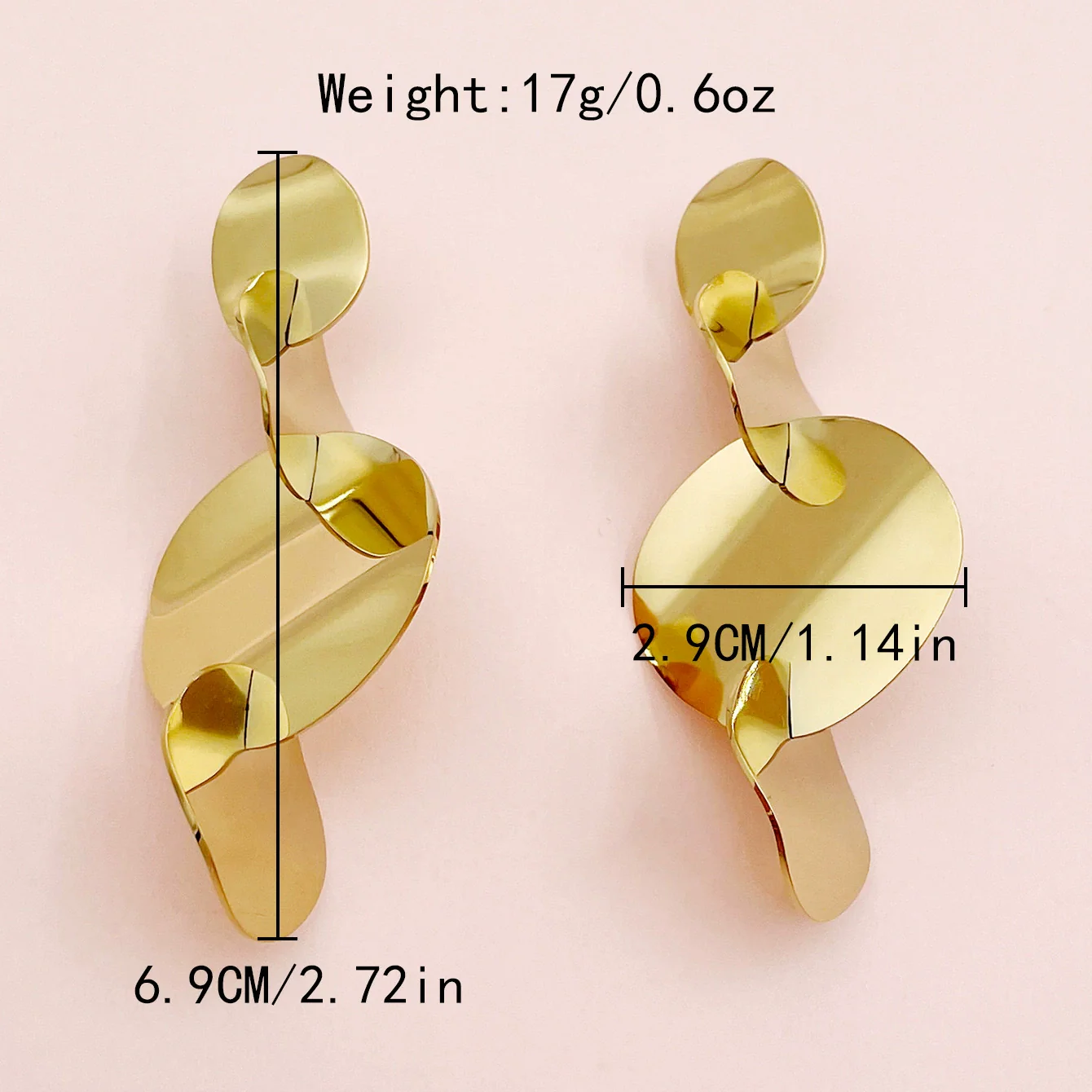 Stainless Steel Gold Plated Geometric Round Fashion Earrings For Women - Image 6