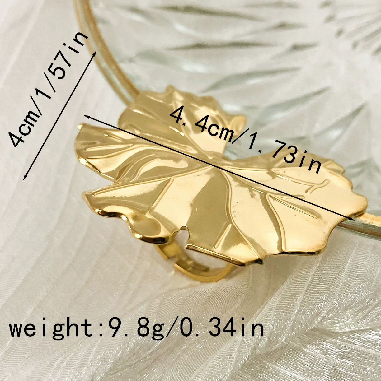 Stainless Steel Gold Plated Plant Shape Fashion Unisex Ring - Image 9