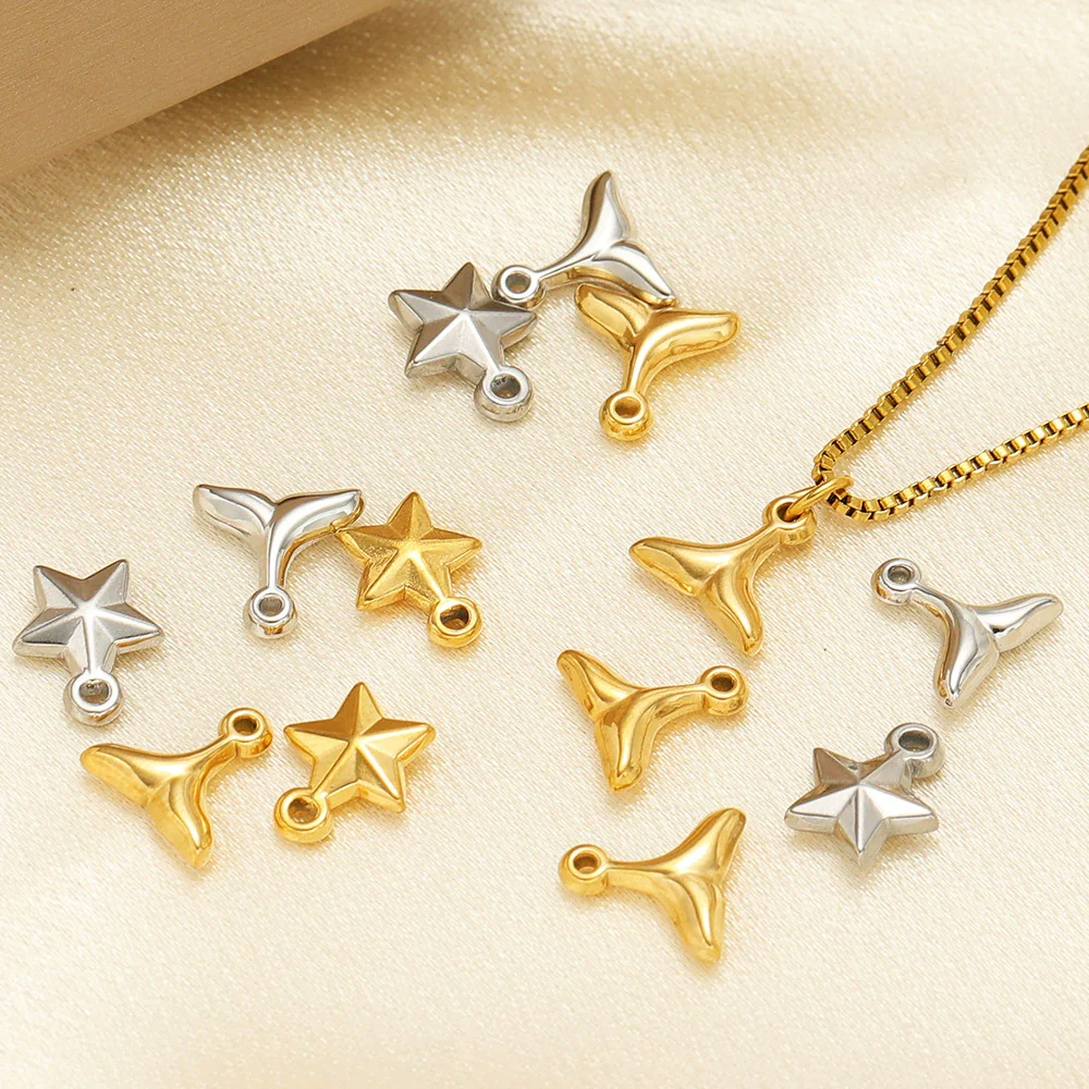 Stainless Steel Goldplated Fivepointed Star Pendant Fashion Bracelet And Necklace Accessories - Image 2