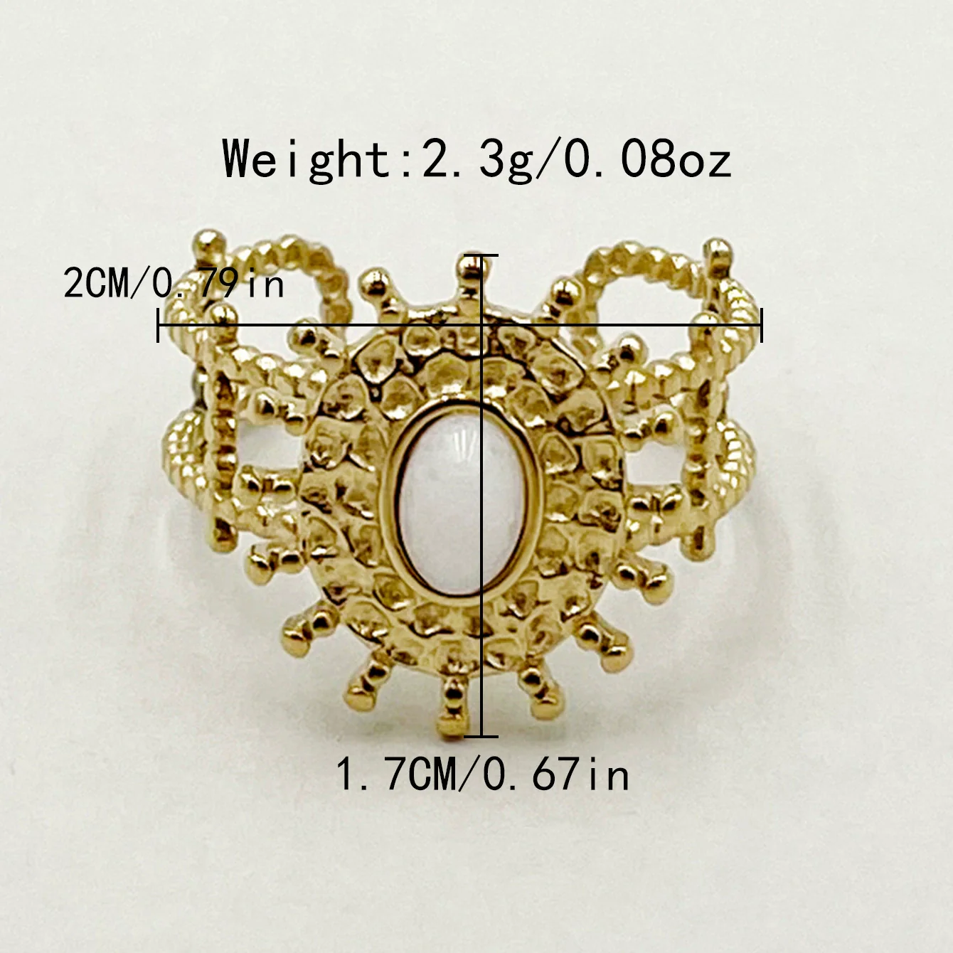 Stainless Steel Goldplated Sunflower Gem Inlay Geometric Design Women's Sweet Natural Fine Jewelry Ring - Image 10