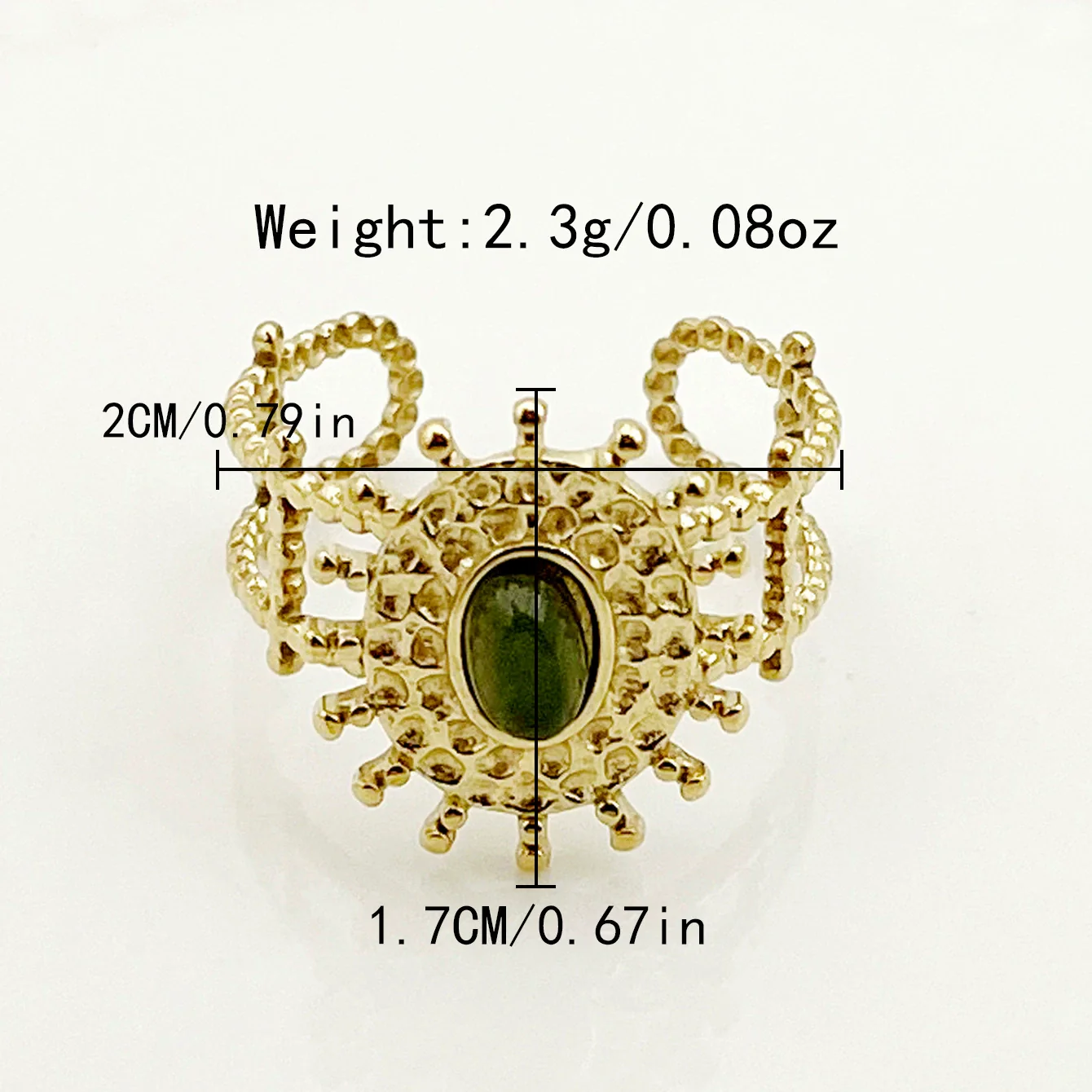 Stainless Steel Goldplated Sunflower Gem Inlay Geometric Design Women's Sweet Natural Fine Jewelry Ring - Image 7