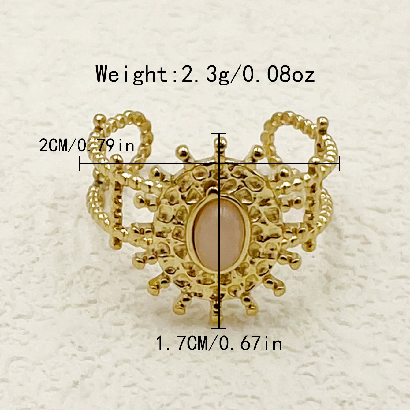 Stainless Steel Goldplated Sunflower Gem Inlay Geometric Design Women's Sweet Natural Fine Jewelry Ring - Image 8