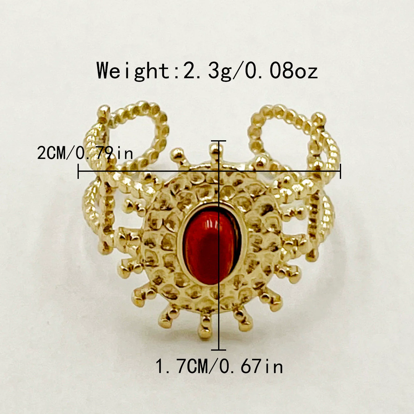 Stainless Steel Goldplated Sunflower Gem Inlay Geometric Design Women's Sweet Natural Fine Jewelry Ring - Image 9