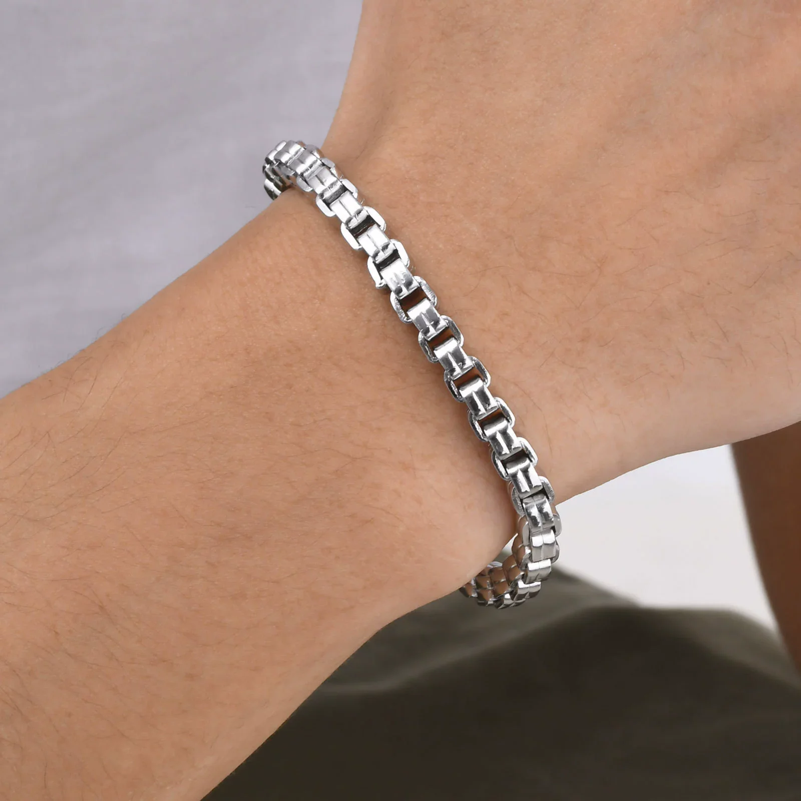 Stainless Steel Handmade Chain Bracelet Fashion Men's Jewelry - Image 3