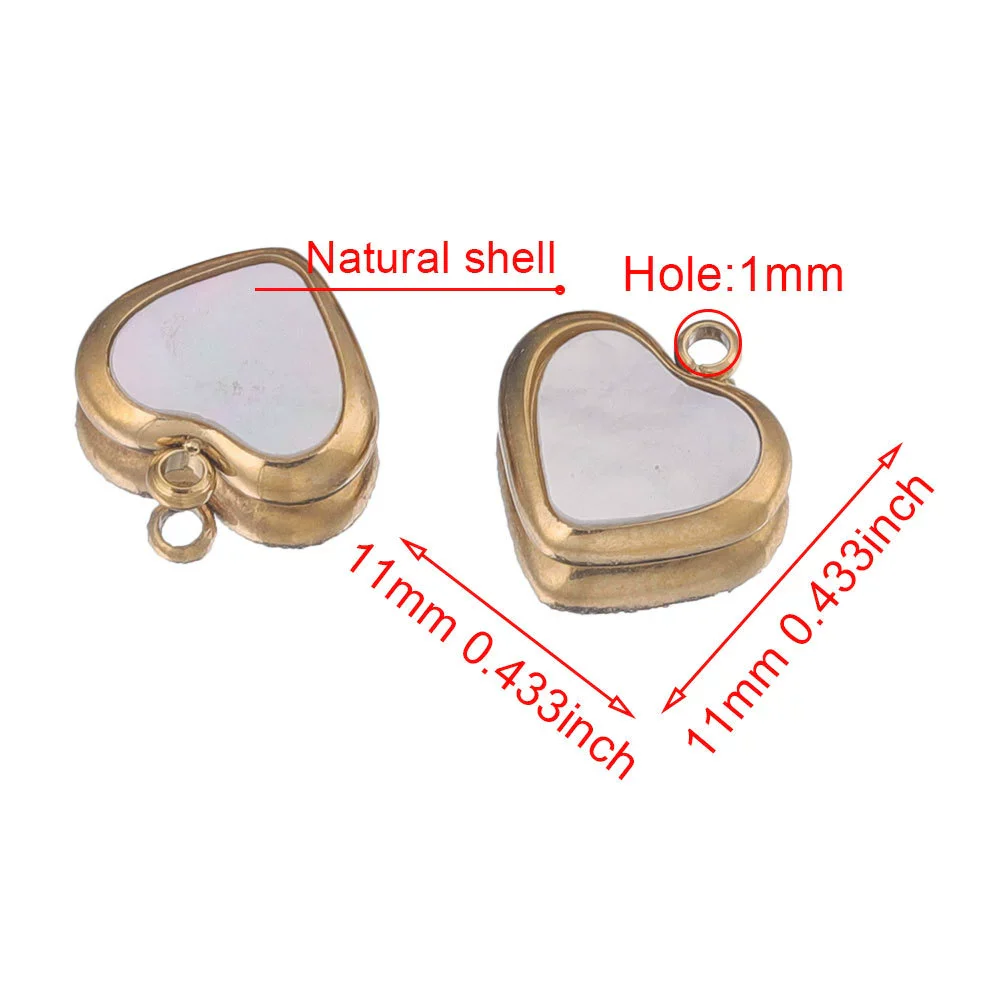 Stainless Steel Handmade Jewelry Accessories Natural Shell Peach Heart Pendant For Necklace And Earrings With Electroplating - Image 3