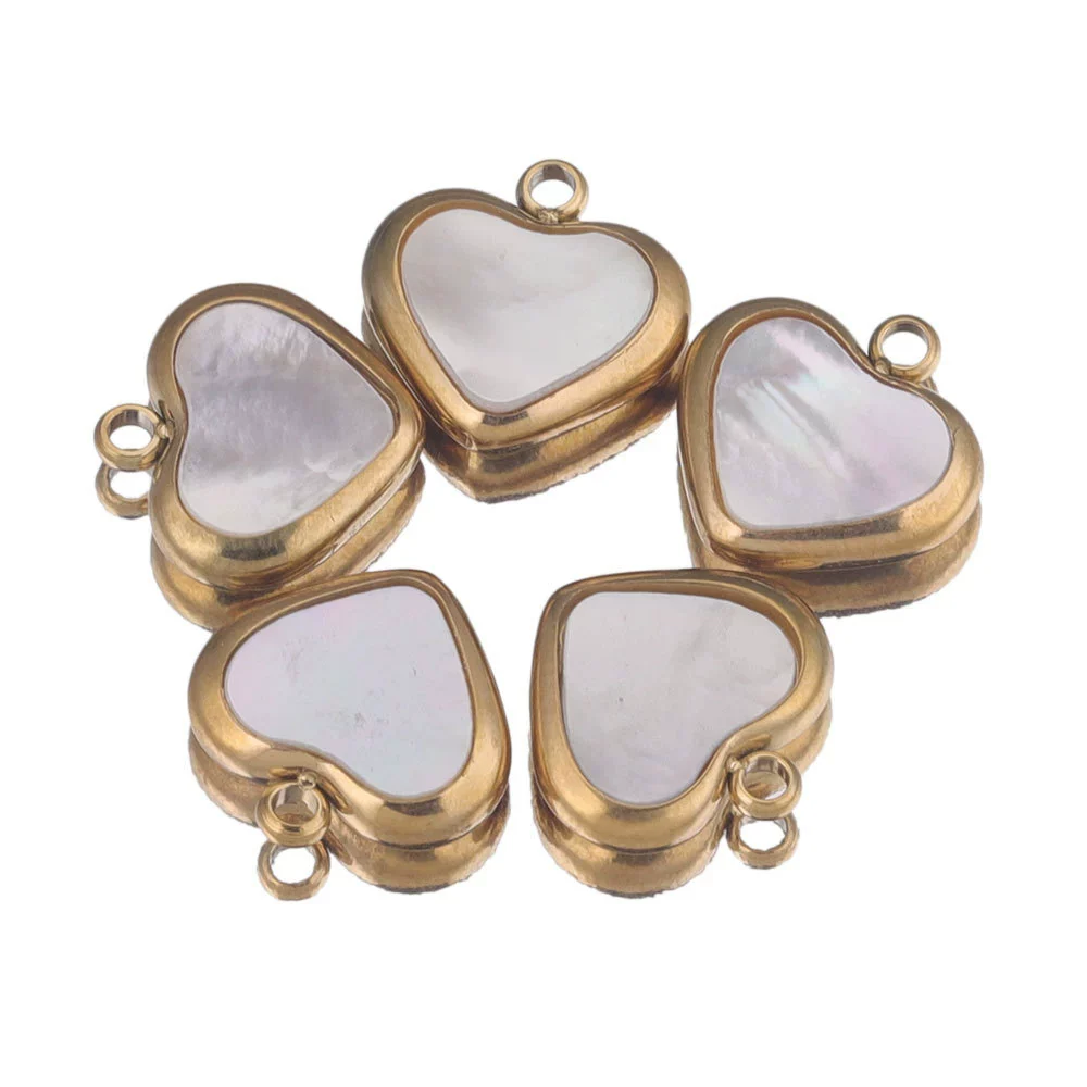 Stainless Steel Handmade Jewelry Accessories Natural Shell Peach Heart Pendant For Necklace And Earrings With Electroplating - Image 5