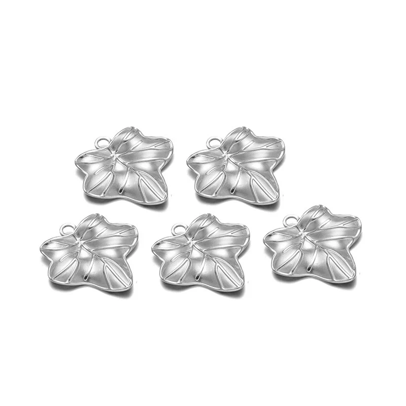 Stainless Steel Heart Leaf Flower Pendant Jewelry For Women With Electroplating Treatment - Image 9