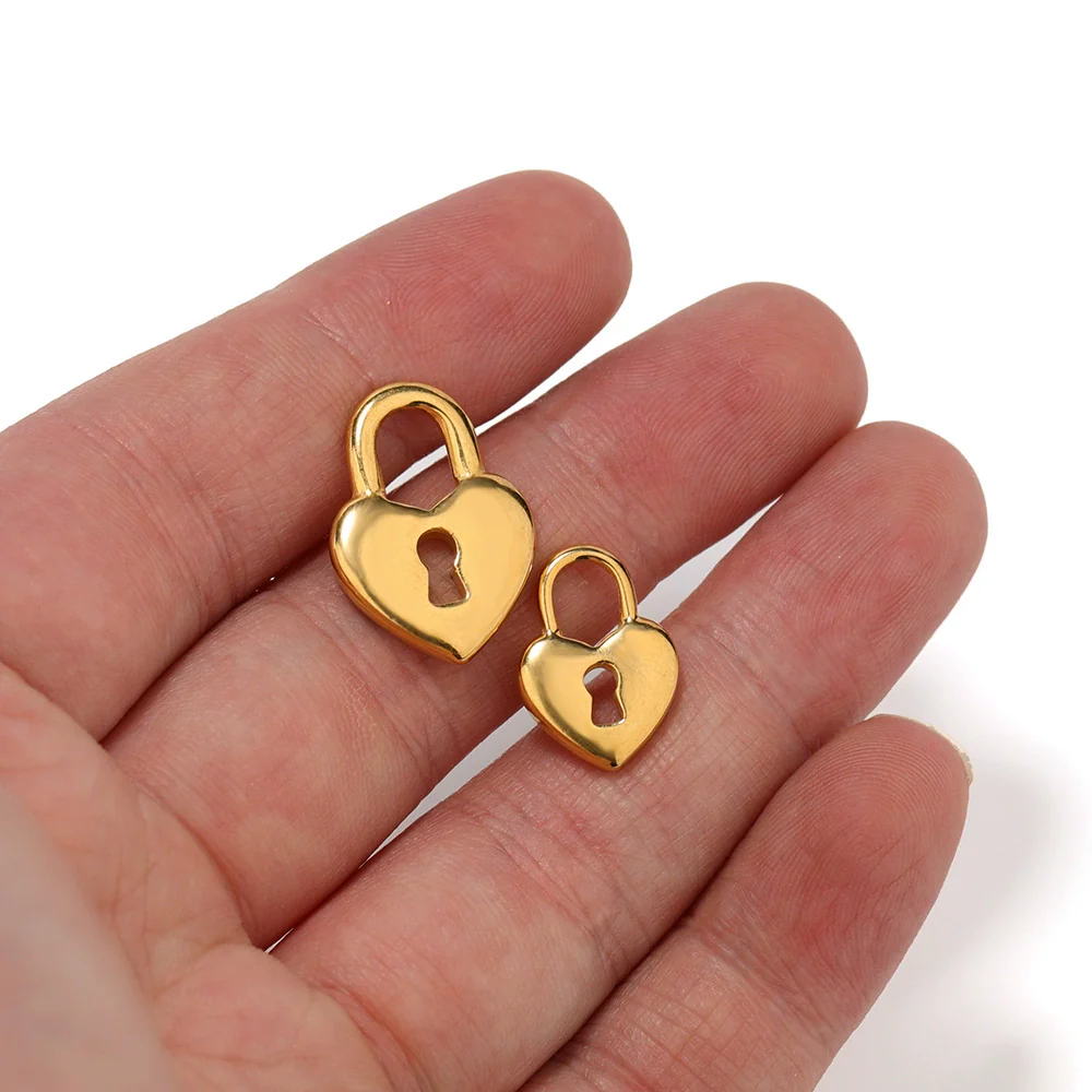 Stainless Steel Heart Lock Hollow Pendant Plated Jewelry Diy Necklace Bracelet Accessory - Image 4