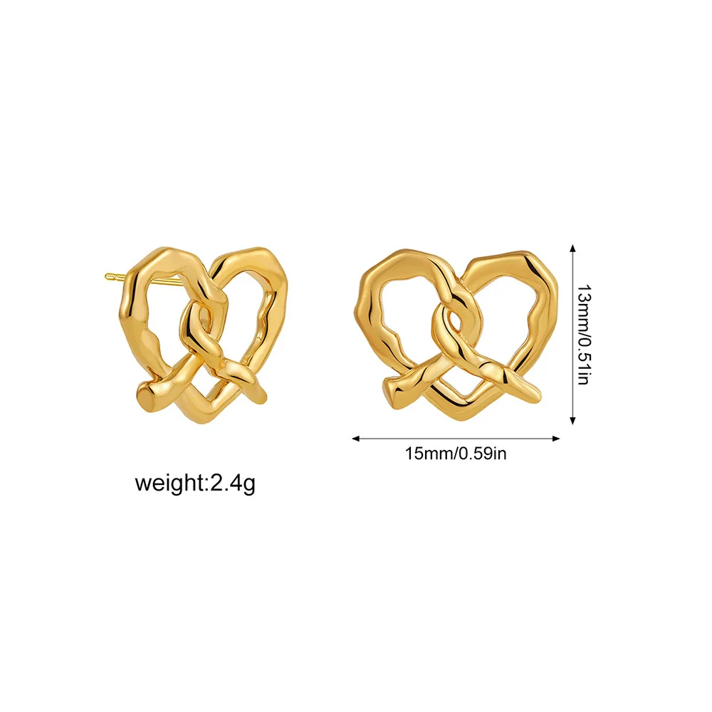 Stainless Steel Heart Pattern Cold Style Electroplated Female Ear Stud Earrings - Image 6