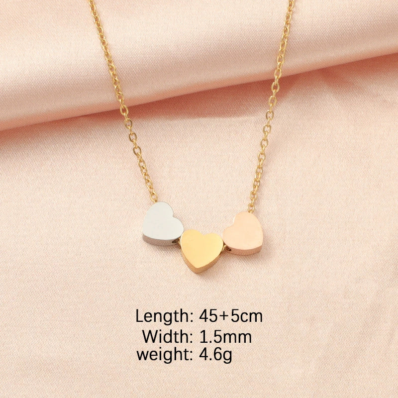 Stainless Steel Heart Pattern Threeheart Necklace - Image 7