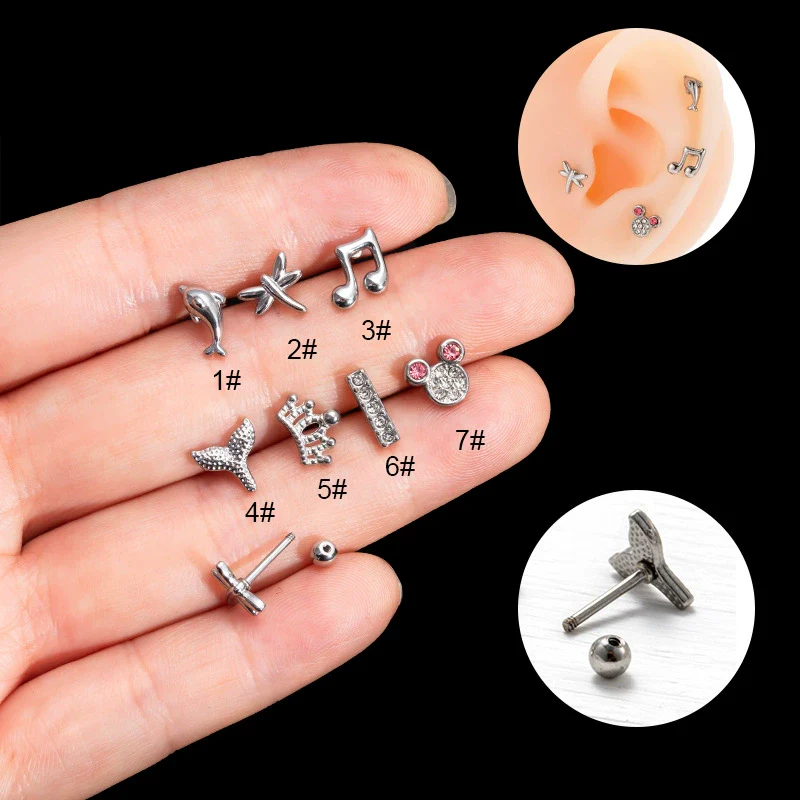 Stainless Steel Heart Shape Electroplated Women's Ear Studs