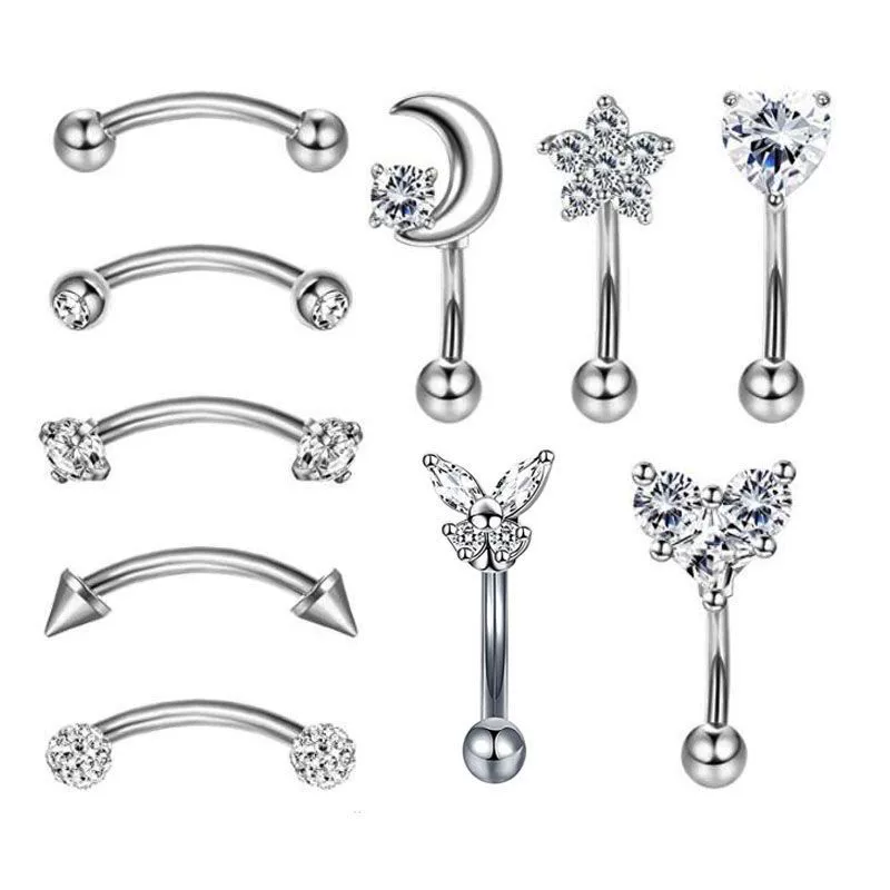 Stainless Steel Heart Shape Electroplating Piercing Jewelry Eyebrow Nail Ear Bone Nail Lip Nail - Image 5