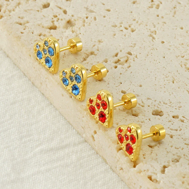 316L Stainless Steel Heartshaped Electroplated Women's Earrings - Image 2