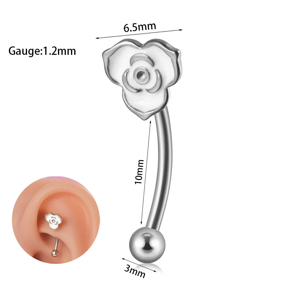 Stainless Steel Heartshaped Zircon Inlaid Flower Butterfly Ear Bone Nail Eyebrow Nail Piercing Earrings - Image 6