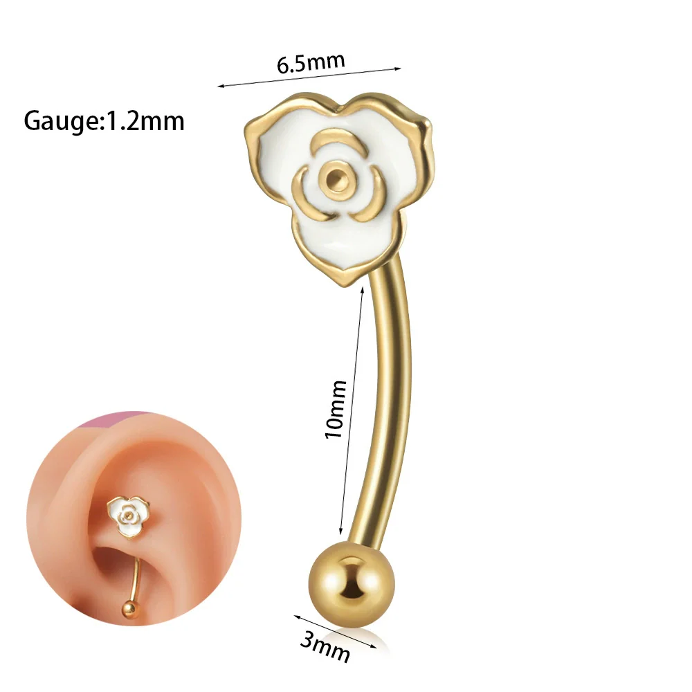Stainless Steel Heartshaped Zircon Inlaid Flower Butterfly Ear Bone Nail Eyebrow Nail Piercing Earrings - Image 7