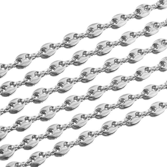 Stainless Steel Hip Hop Totem Pattern Chain Necklace And Bracelet Handmade Jewelry Supplies - Image 5