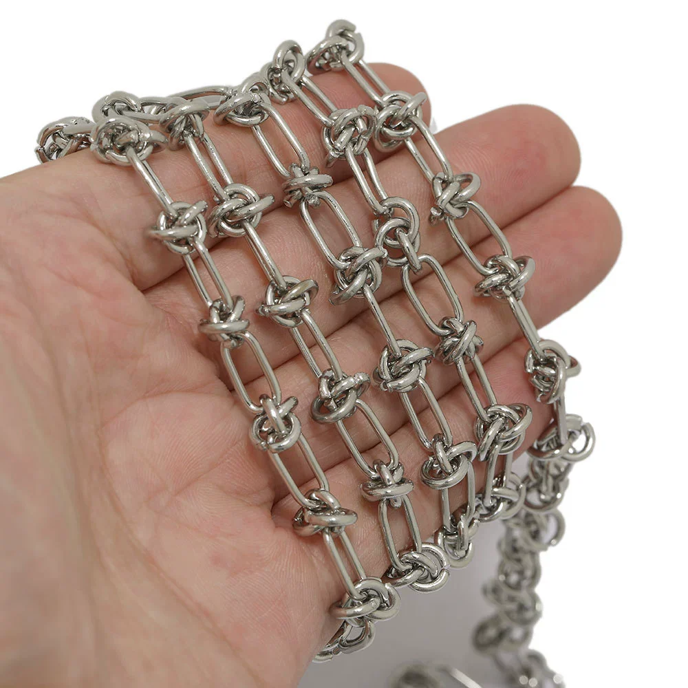 Stainless Steel Hiphop Oshaped Knotted Chain Bracelet Necklace Jewelry Accessories With Electroplating - Image 3