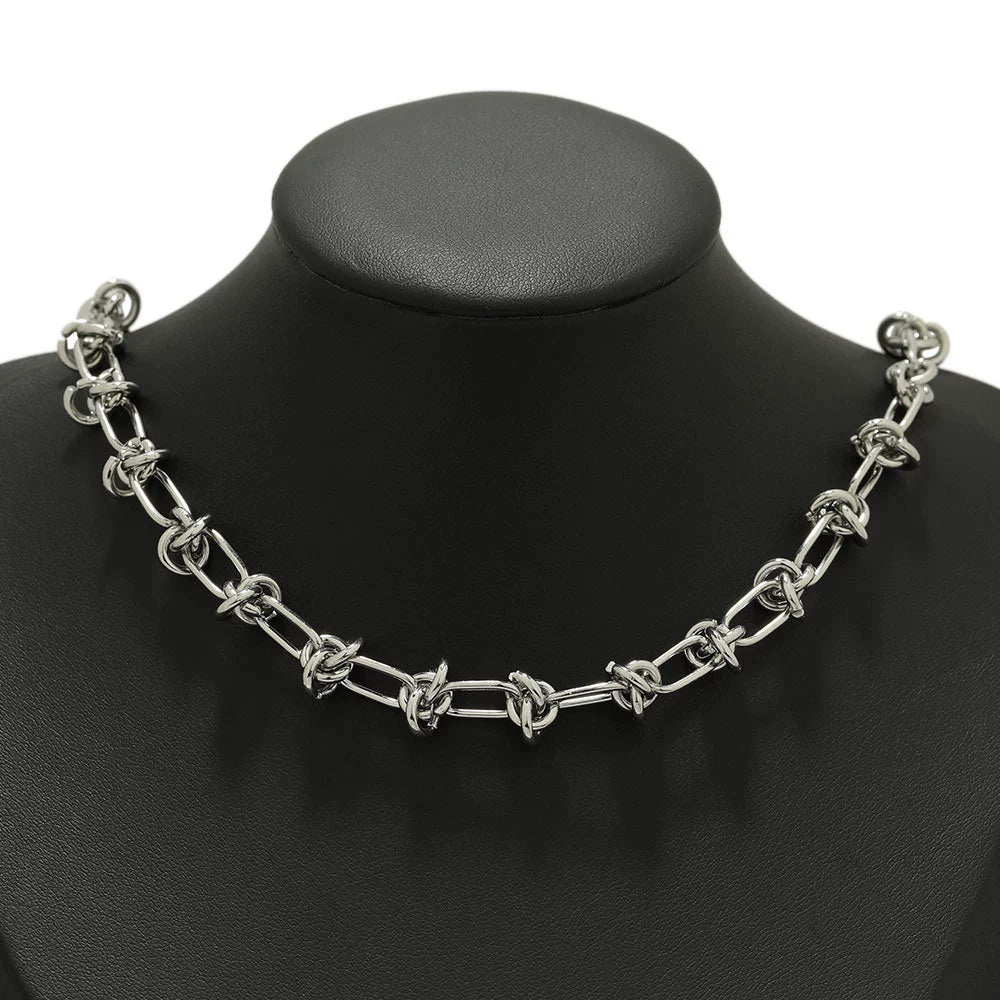 Stainless Steel Hiphop Oshaped Knotted Chain Bracelet Necklace Jewelry Accessories With Electroplating - Image 4