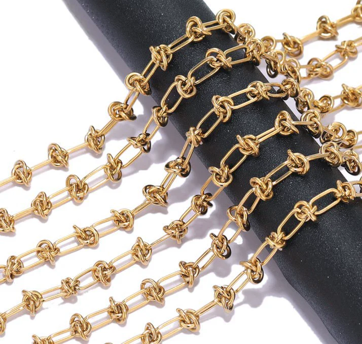 Stainless Steel Hiphop Oshaped Knotted Chain Bracelet Necklace Jewelry Accessories With Electroplating - Image 7
