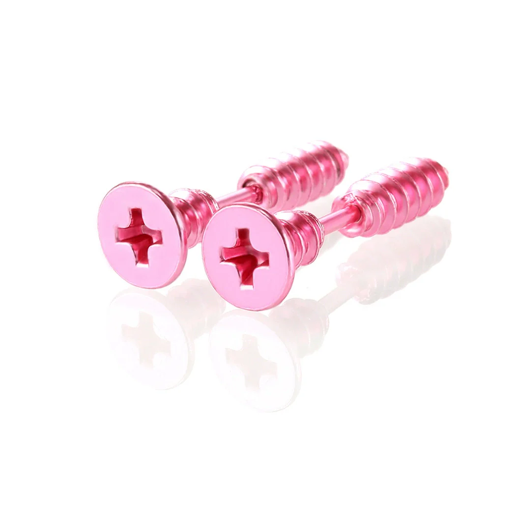 Stainless Steel Hiphop Screw Cross Earrings Vacuum Plating Color Retention Jewelry - Image 12