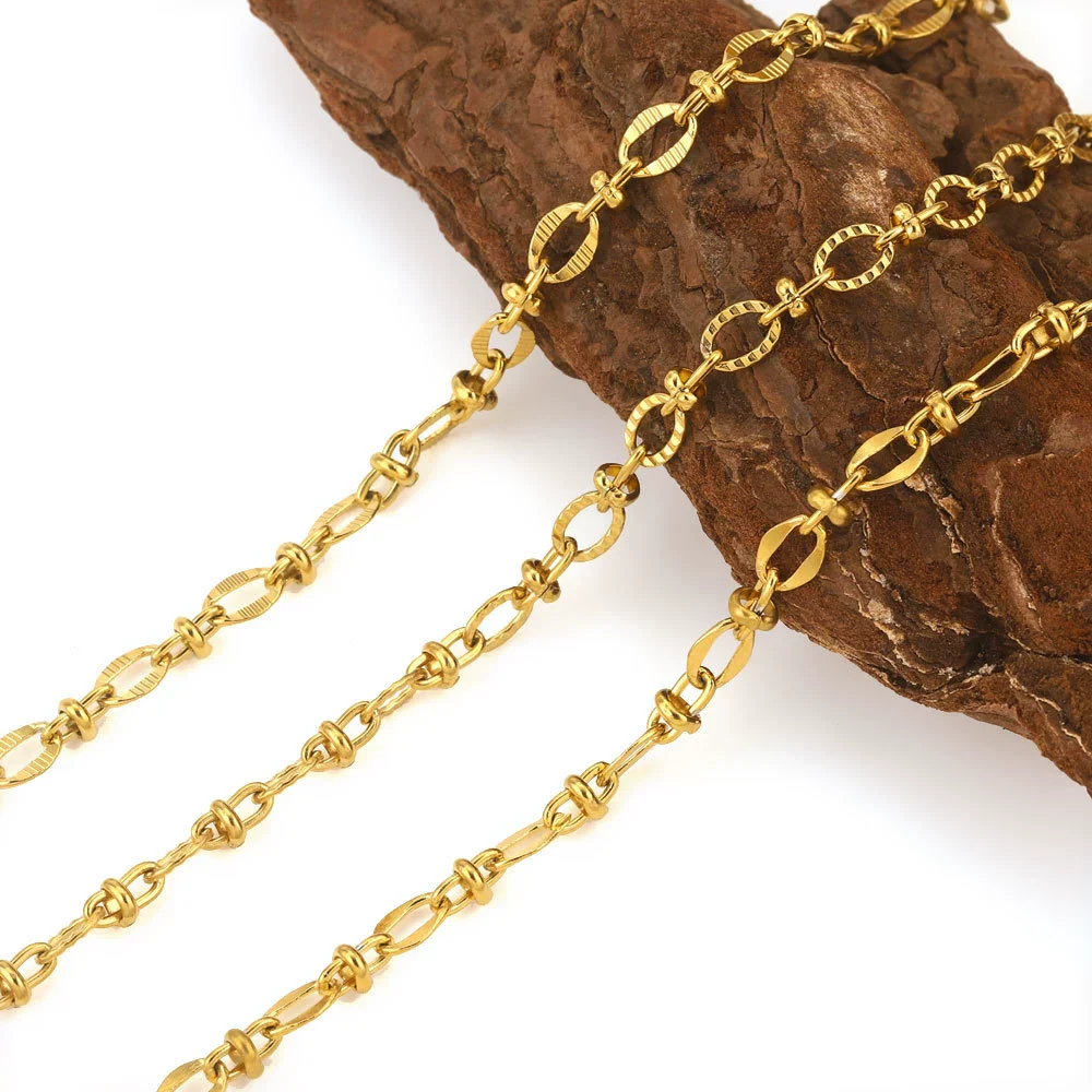 Stainless Steel Hiphop Style Oval Cuban Chain With Totem Pattern Electroplated Handmade Jewelry Making Accessories For Necklace And Bracelet - Image 2
