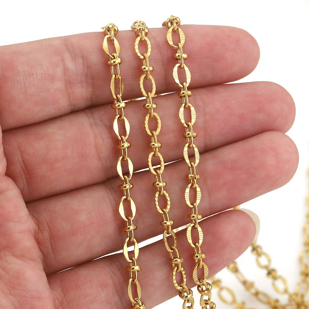 Stainless Steel Hiphop Style Oval Cuban Chain With Totem Pattern Electroplated Handmade Jewelry Making Accessories For Necklace And Bracelet - Image 3