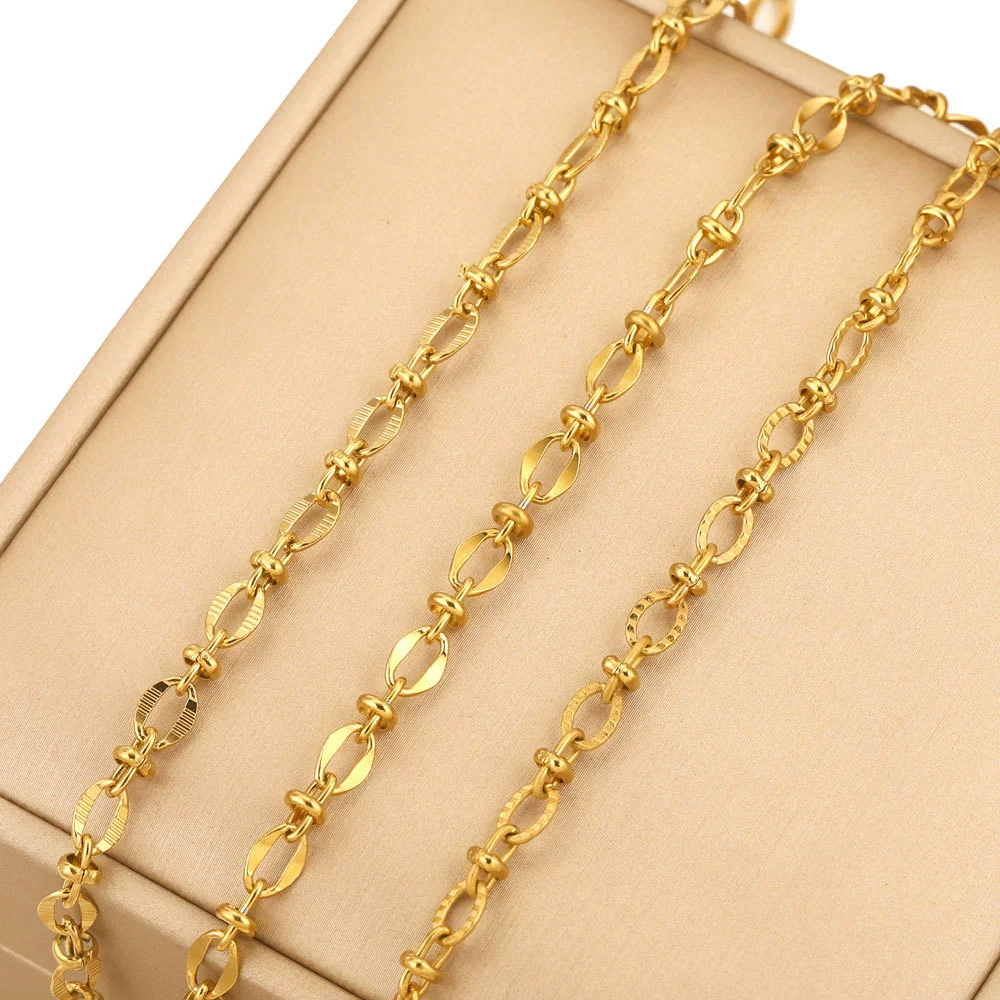 Stainless Steel Hiphop Style Oval Cuban Chain With Totem Pattern Electroplated Handmade Jewelry Making Accessories For Necklace And Bracelet - Image 4