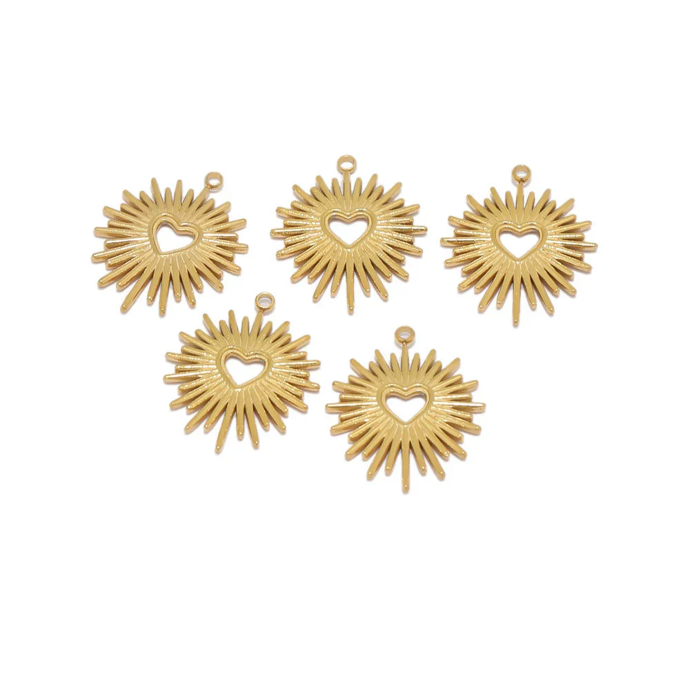 Stainless Steel Hollow Love Pendant Jewelry Accessories With Sunflower Design Round Shape Electroplated - Image 5