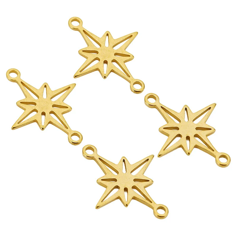 Stainless Steel Hollow Sixpointed Star And Flower Ginkgo Pendant Electroplated Handmade Bracelet Necklace Hairpin Accessories
