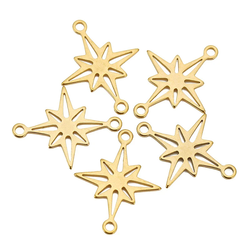Stainless Steel Hollow Sixpointed Star And Flower Ginkgo Pendant Electroplated Handmade Bracelet Necklace Hairpin Accessories - Image 2