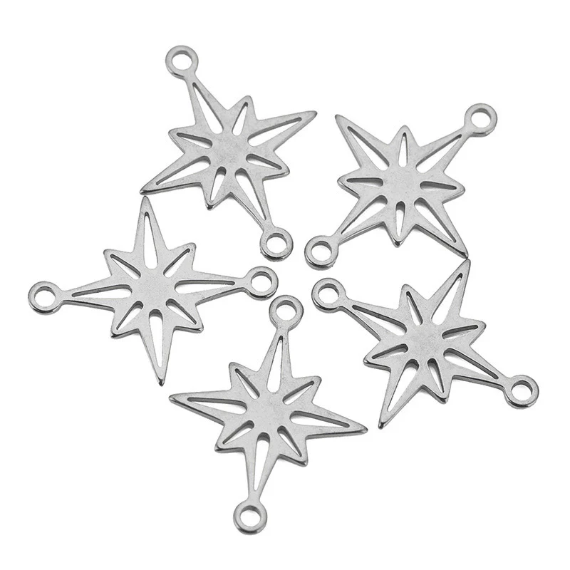 Stainless Steel Hollow Sixpointed Star And Flower Ginkgo Pendant Electroplated Handmade Bracelet Necklace Hairpin Accessories - Image 3