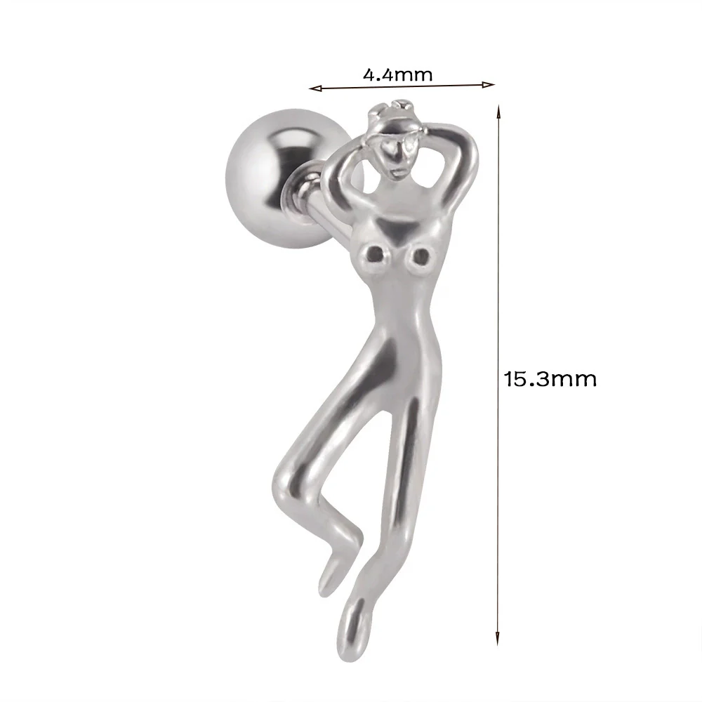 Stainless Steel Human Body Ball Leaf Earrings Electroplated - Image 15