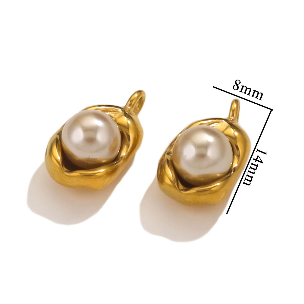 Stainless Steel Imitation Pearl Pea Shaped Pendant Jewelry Accessories With Electroplating - Image 11