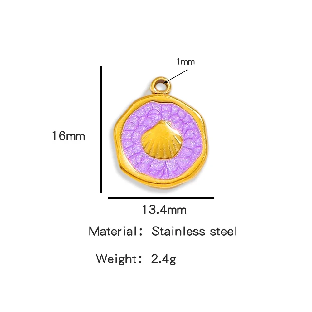 Stainless Steel Jewelry Accessories Shell Shape Vacuum Plated Dripping Oil Bracelet Necklace Earrings Pendant - Image 11