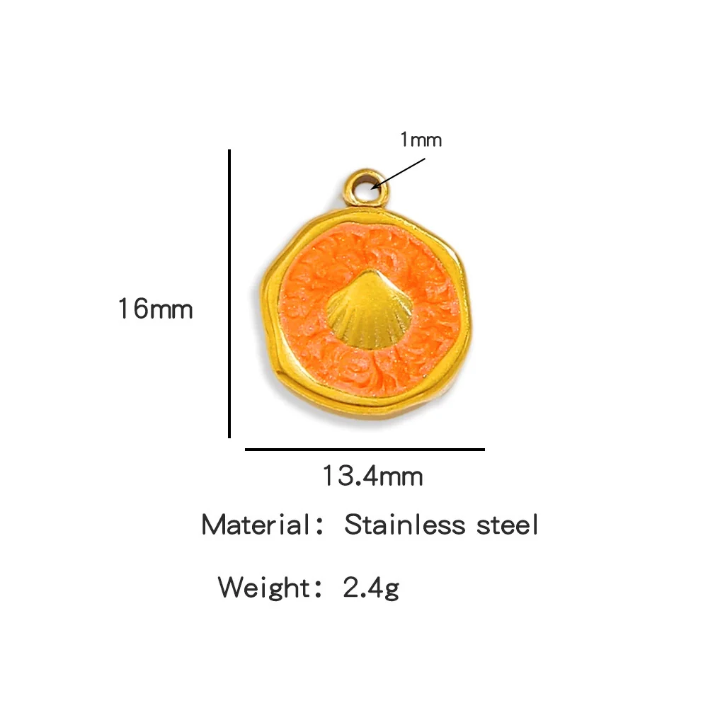 Stainless Steel Jewelry Accessories Shell Shape Vacuum Plated Dripping Oil Bracelet Necklace Earrings Pendant - Image 12