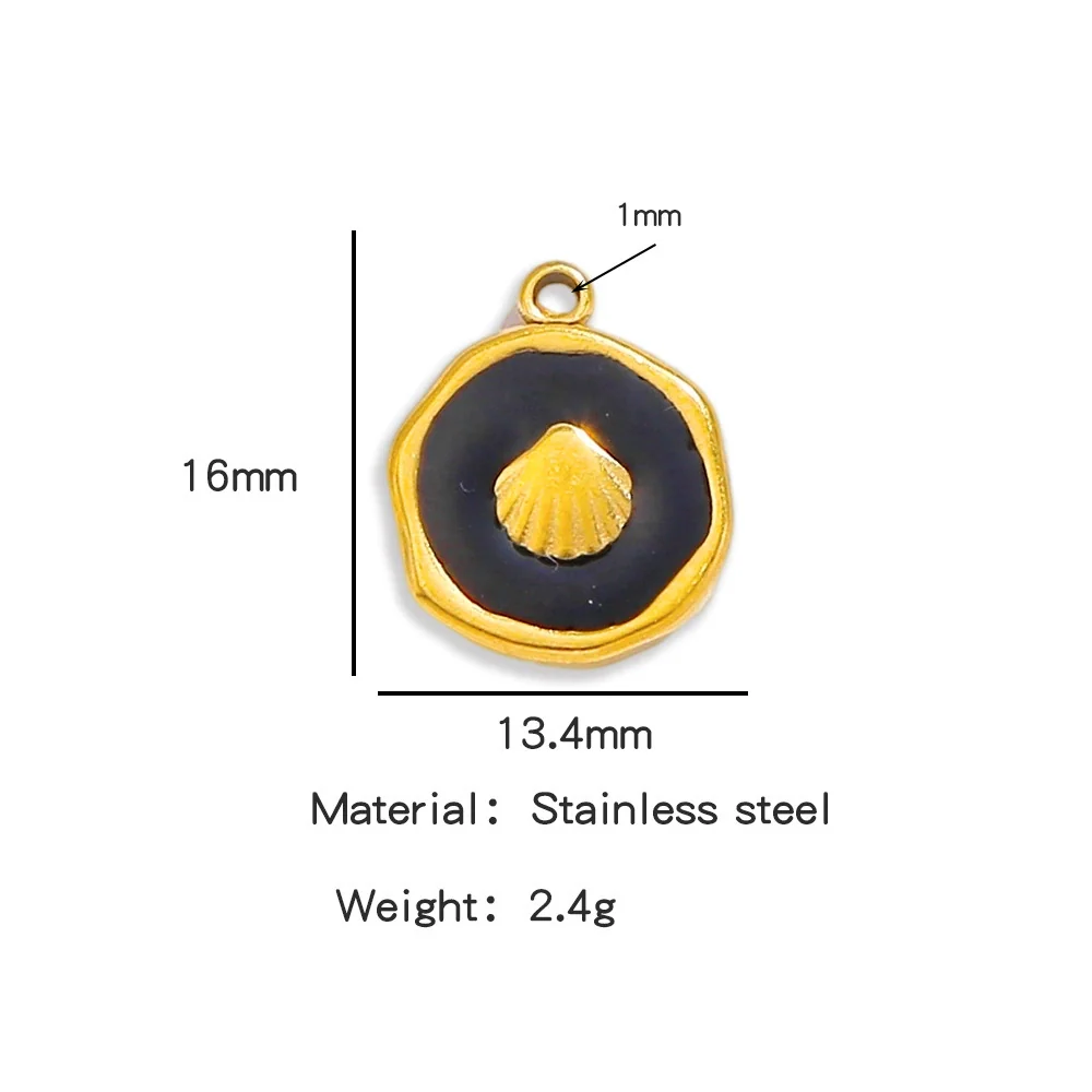 Stainless Steel Jewelry Accessories Shell Shape Vacuum Plated Dripping Oil Bracelet Necklace Earrings Pendant - Image 13