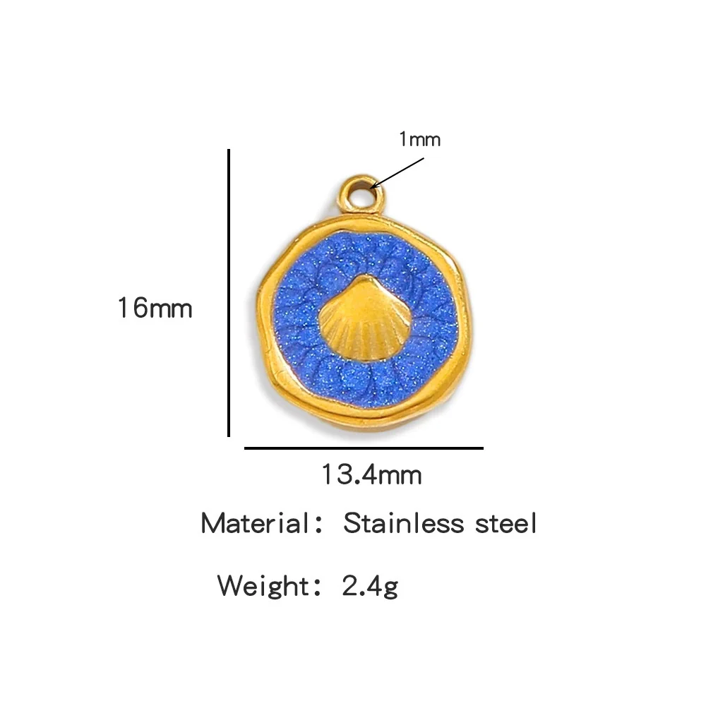 Stainless Steel Jewelry Accessories Shell Shape Vacuum Plated Dripping Oil Bracelet Necklace Earrings Pendant - Image 6
