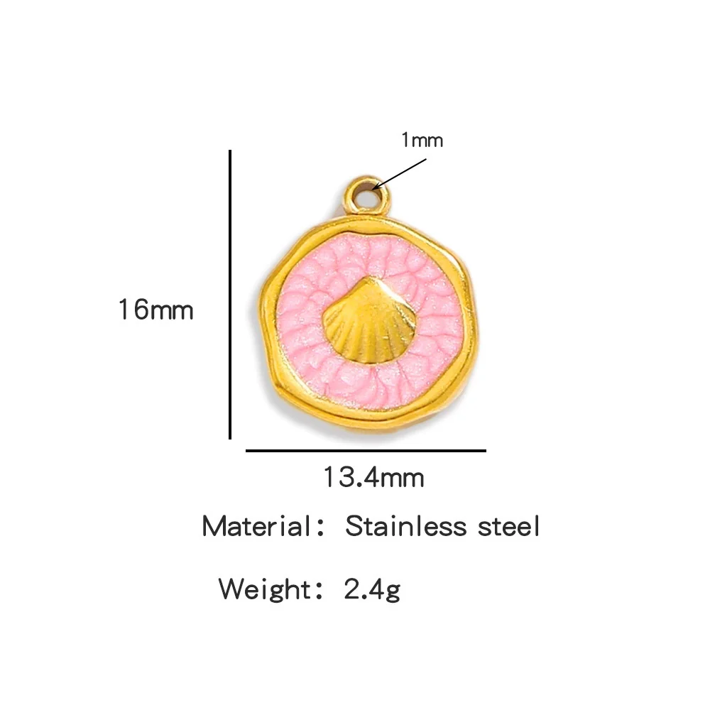 Stainless Steel Jewelry Accessories Shell Shape Vacuum Plated Dripping Oil Bracelet Necklace Earrings Pendant - Image 7