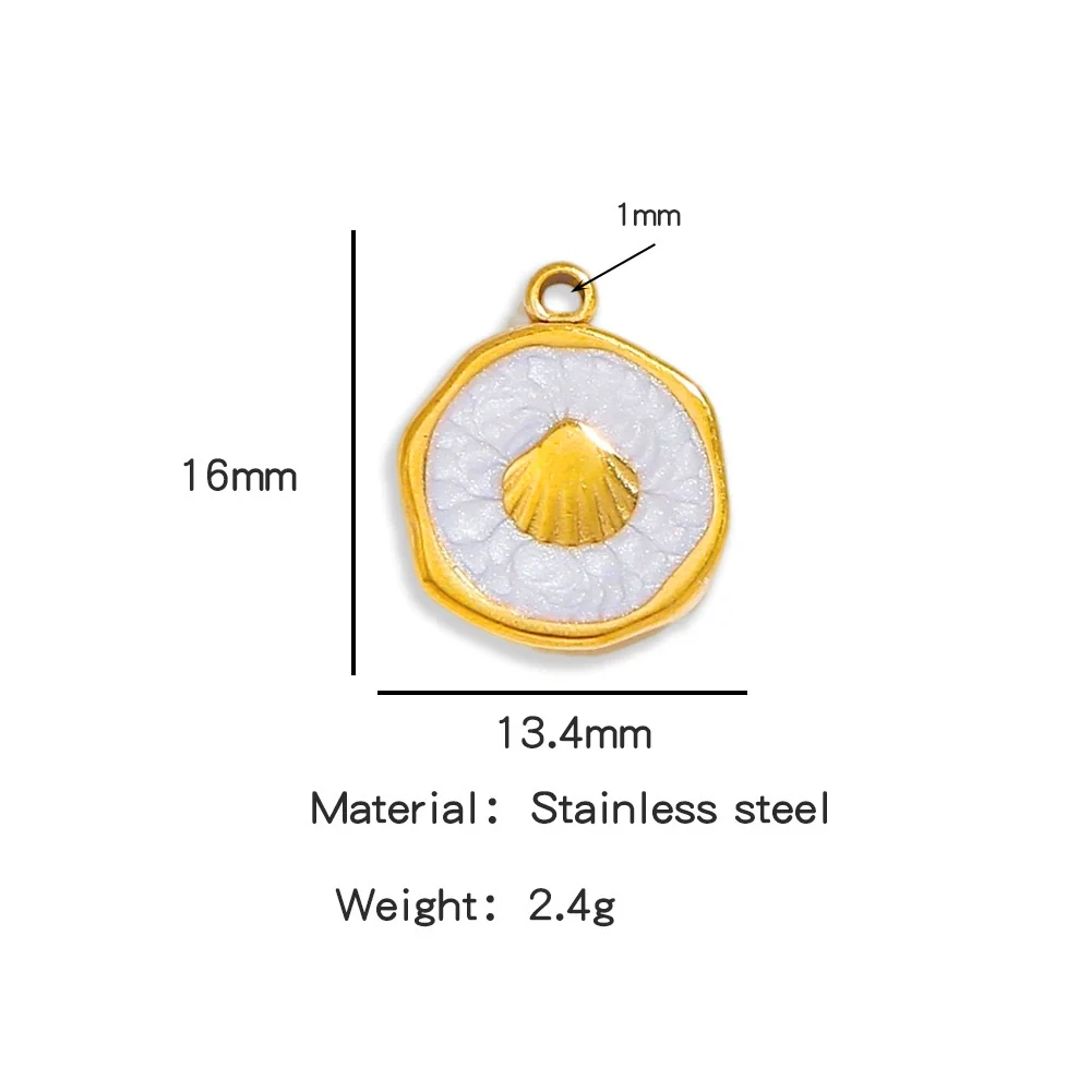 Stainless Steel Jewelry Accessories Shell Shape Vacuum Plated Dripping Oil Bracelet Necklace Earrings Pendant - Image 8