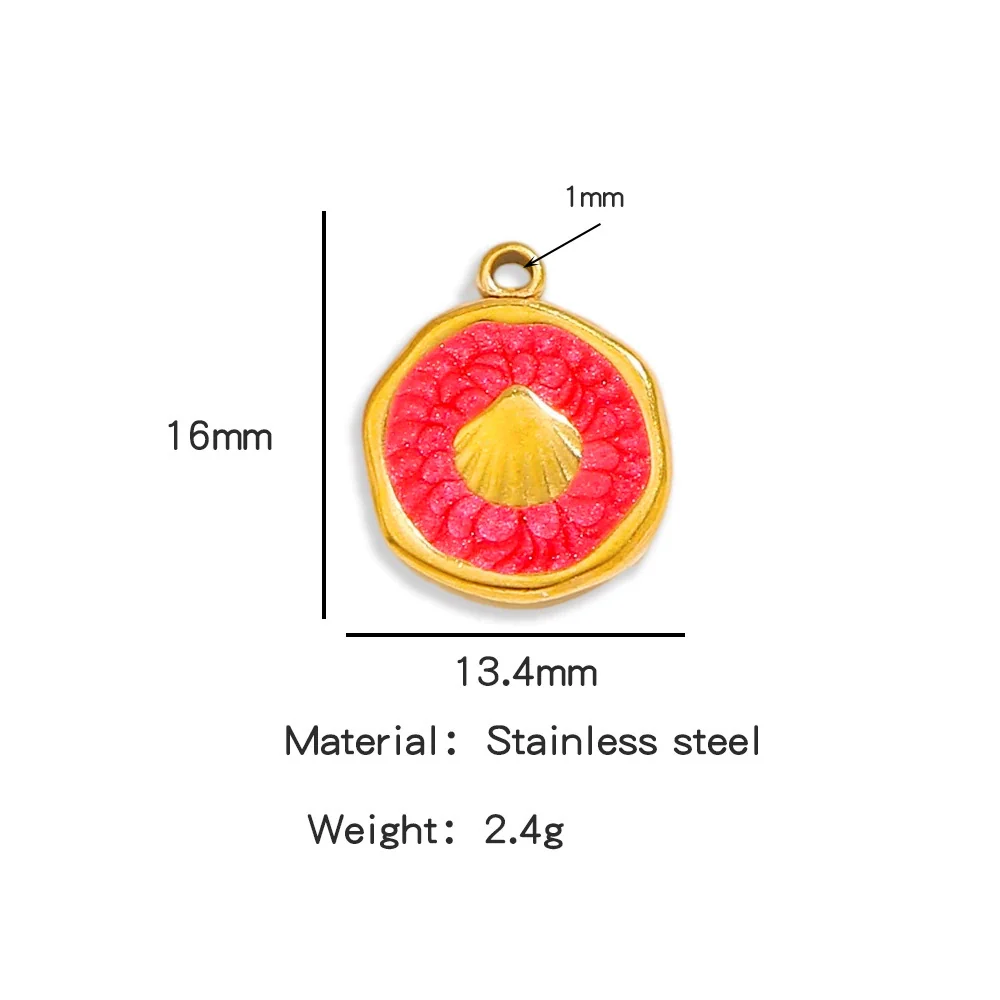 Stainless Steel Jewelry Accessories Shell Shape Vacuum Plated Dripping Oil Bracelet Necklace Earrings Pendant - Image 9
