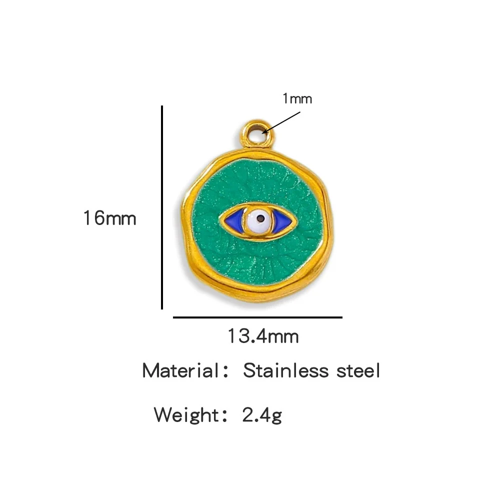 Stainless Steel Jewelry Accessories Vacuum Plated 18K Gold Bracelet Necklace Earrings Pendant With Devil's Eye Shape And Dripping Oil Design - Image 10